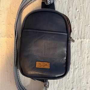 Wrangler Navy Belt Bag with Patterned Strap
